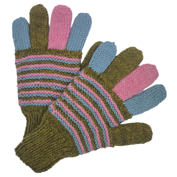 Taille L - Gants multicolores - Tricoté à la main