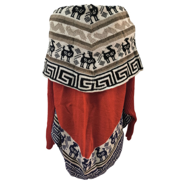 Pull poncho col haut Janq'u Uyu - laine d'alpaga