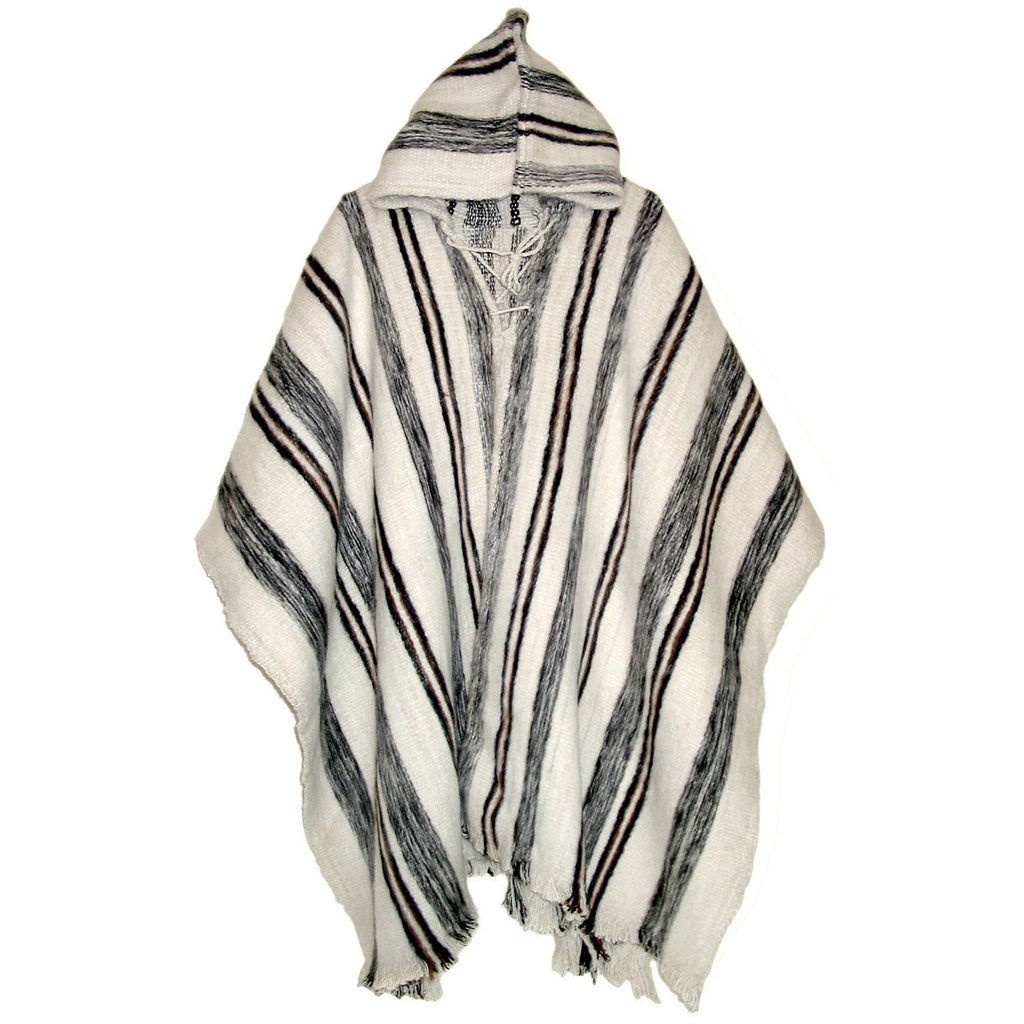 Poncho Huayna a rayas con Capucha - Lana de Oveja